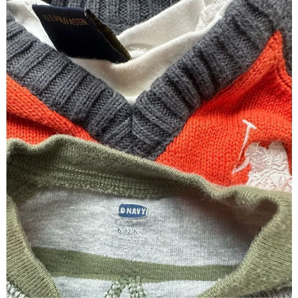 5 piece Boys Size 6-12 month toddler sweater bundle by Old Navy, US Polo Associa